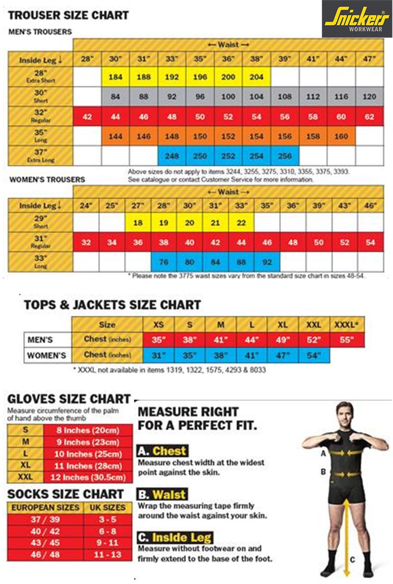 Snickers Workwear Size Chart HLS' Ultimate Guide | vlr.eng.br